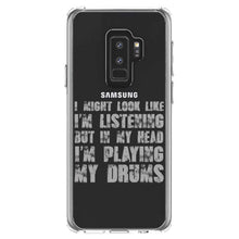 DistinctInk® Clear Shockproof Hybrid Case for Apple iPhone / Samsung Galaxy / Google Pixel - In My Head, I'm Playing Drums