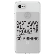 DistinctInk® Clear Shockproof Hybrid Case for Apple iPhone / Samsung Galaxy / Google Pixel - Cast Away All Your Troubles Go Fishing