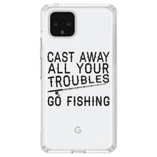 DistinctInk® Clear Shockproof Hybrid Case for Apple iPhone / Samsung Galaxy / Google Pixel - Cast Away All Your Troubles Go Fishing