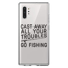 DistinctInk® Clear Shockproof Hybrid Case for Apple iPhone / Samsung Galaxy / Google Pixel - Cast Away All Your Troubles Go Fishing