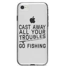 DistinctInk® Clear Shockproof Hybrid Case for Apple iPhone / Samsung Galaxy / Google Pixel - Cast Away All Your Troubles Go Fishing