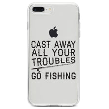 DistinctInk® Clear Shockproof Hybrid Case for Apple iPhone / Samsung Galaxy / Google Pixel - Cast Away All Your Troubles Go Fishing