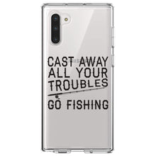 DistinctInk® Clear Shockproof Hybrid Case for Apple iPhone / Samsung Galaxy / Google Pixel - Cast Away All Your Troubles Go Fishing