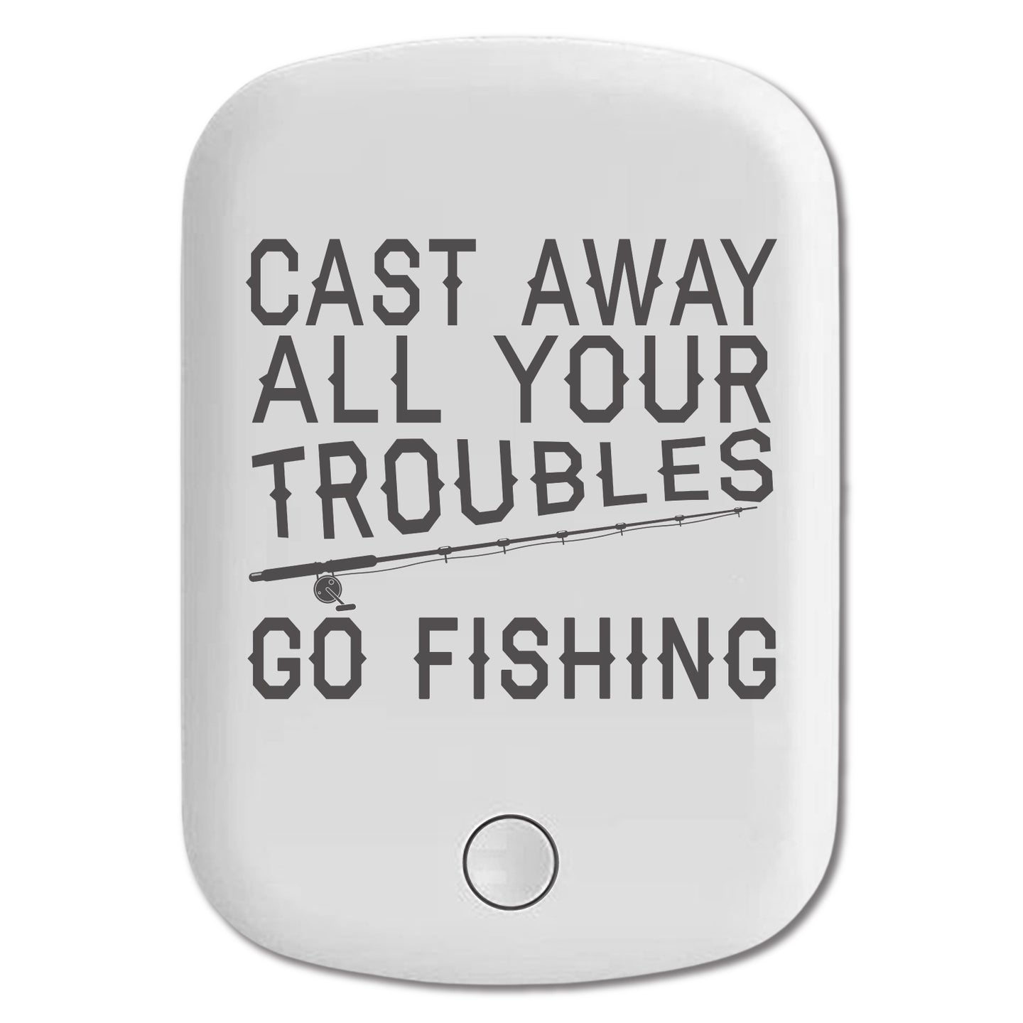 DistinctInk Magnetic Battery Pack, Wireless Portable Charger with USB-C Cable, Compatible with MagSafe iPhone 14 / 13 / 12 Series - Cast Away All Your Troubles Go Fishing