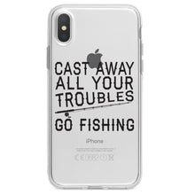 DistinctInk® Clear Shockproof Hybrid Case for Apple iPhone / Samsung Galaxy / Google Pixel - Cast Away All Your Troubles Go Fishing