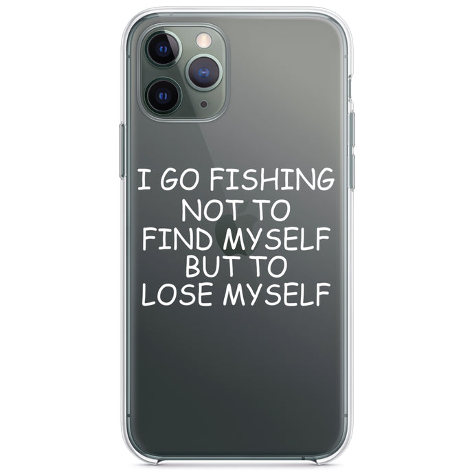 DistinctInk® Clear Shockproof Hybrid Case for Apple iPhone / Samsung Galaxy / Google Pixel - Go Fishing Not to Find Myself to Lose Myself