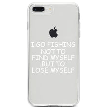 DistinctInk® Clear Shockproof Hybrid Case for Apple iPhone / Samsung Galaxy / Google Pixel - Go Fishing Not to Find Myself to Lose Myself