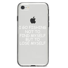 DistinctInk® Clear Shockproof Hybrid Case for Apple iPhone / Samsung Galaxy / Google Pixel - Go Fishing Not to Find Myself to Lose Myself