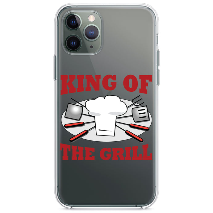 DistinctInk® Clear Shockproof Hybrid Case for Apple iPhone / Samsung Galaxy / Google Pixel - King of the Grill BBQ Barbecue