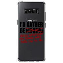 DistinctInk® Clear Shockproof Hybrid Case for Apple iPhone / Samsung Galaxy / Google Pixel - I'd Rather Be Fishing Whatever My Wife Tells Me