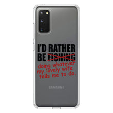 DistinctInk® Clear Shockproof Hybrid Case for Apple iPhone / Samsung Galaxy / Google Pixel - I'd Rather Be Fishing Whatever My Wife Tells Me