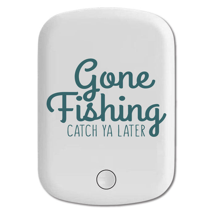 DistinctInk Magnetic Battery Pack, Wireless Portable Charger with USB-C Cable, Compatible with MagSafe iPhone 14 / 13 / 12 Series - Gone Fishing Catch Ya Later