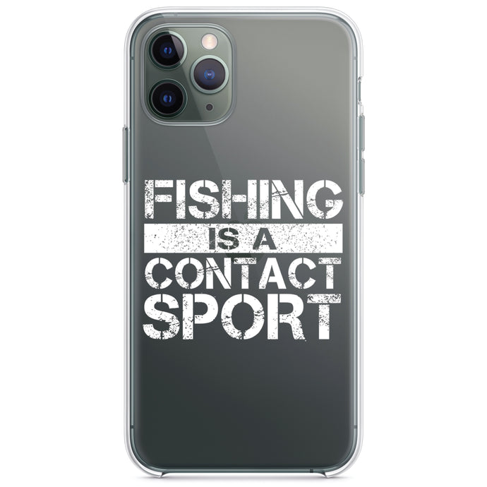 DistinctInk® Clear Shockproof Hybrid Case for Apple iPhone / Samsung Galaxy / Google Pixel - Fishing is a Contact Sport
