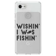 DistinctInk® Clear Shockproof Hybrid Case for Apple iPhone / Samsung Galaxy / Google Pixel - Wishin' I was Fishin'