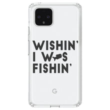DistinctInk® Clear Shockproof Hybrid Case for Apple iPhone / Samsung Galaxy / Google Pixel - Wishin' I was Fishin'