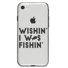 DistinctInk® Clear Shockproof Hybrid Case for Apple iPhone / Samsung Galaxy / Google Pixel - Wishin' I was Fishin'