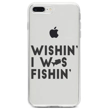 DistinctInk® Clear Shockproof Hybrid Case for Apple iPhone / Samsung Galaxy / Google Pixel - Wishin' I was Fishin'