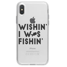 DistinctInk® Clear Shockproof Hybrid Case for Apple iPhone / Samsung Galaxy / Google Pixel - Wishin' I was Fishin'