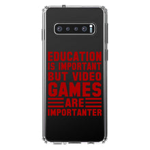 DistinctInk® Clear Shockproof Hybrid Case for Apple iPhone / Samsung Galaxy / Google Pixel - Education is Important Video Games Importanter