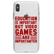 DistinctInk® Clear Shockproof Hybrid Case for Apple iPhone / Samsung Galaxy / Google Pixel - Education is Important Video Games Importanter