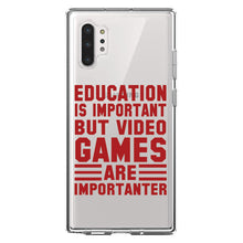 DistinctInk® Clear Shockproof Hybrid Case for Apple iPhone / Samsung Galaxy / Google Pixel - Education is Important Video Games Importanter