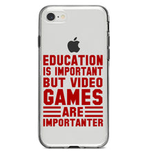 DistinctInk® Clear Shockproof Hybrid Case for Apple iPhone / Samsung Galaxy / Google Pixel - Education is Important Video Games Importanter