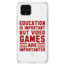 DistinctInk® Clear Shockproof Hybrid Case for Apple iPhone / Samsung Galaxy / Google Pixel - Education is Important Video Games Importanter