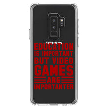 DistinctInk® Clear Shockproof Hybrid Case for Apple iPhone / Samsung Galaxy / Google Pixel - Education is Important Video Games Importanter