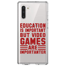 DistinctInk® Clear Shockproof Hybrid Case for Apple iPhone / Samsung Galaxy / Google Pixel - Education is Important Video Games Importanter