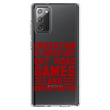 DistinctInk® Clear Shockproof Hybrid Case for Apple iPhone / Samsung Galaxy / Google Pixel - Education is Important Video Games Importanter