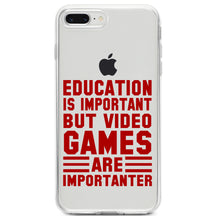DistinctInk® Clear Shockproof Hybrid Case for Apple iPhone / Samsung Galaxy / Google Pixel - Education is Important Video Games Importanter