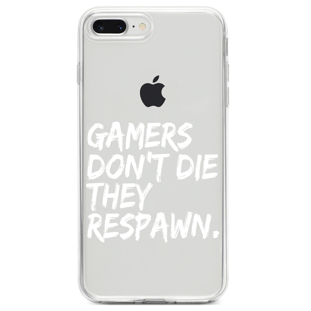Gamers Don't Die They Respawn Clear Shockproof iPhone Case, view 6