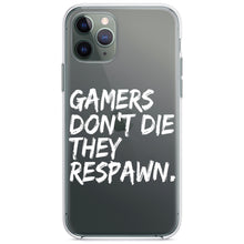 DistinctInk® Clear Shockproof Hybrid Case for Apple iPhone / Samsung Galaxy / Google Pixel - Gamers Don't Die They Respawn.