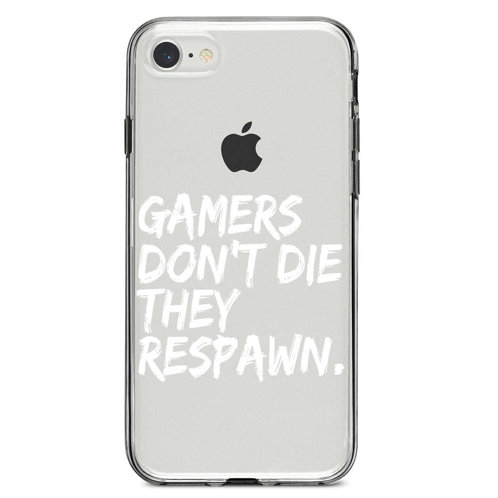 Gamers Don't Die They Respawn Clear Shockproof iPhone Case, view 5