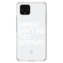DistinctInk® Clear Shockproof Hybrid Case for Apple iPhone / Samsung Galaxy / Google Pixel - Gamers Don't Die They Respawn.