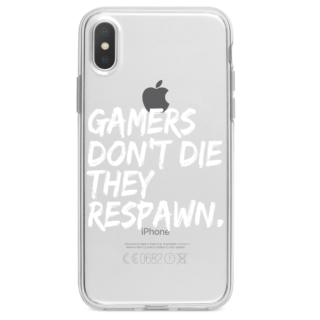 Gamers Don't Die They Respawn Clear Shockproof iPhone Case, view 3