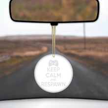 DistinctInk® Hanging Ceramic Christmas Tree Ornament with Gold String - Great Gift / Present - 2 3/4 inch Diameter - Keep Calm and Respawn Gamer Video Games