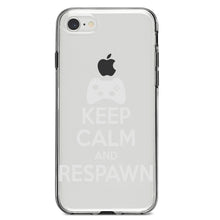 DistinctInk® Clear Shockproof Hybrid Case for Apple iPhone / Samsung Galaxy / Google Pixel - Keep Calm and Respawn Gamer Video Games