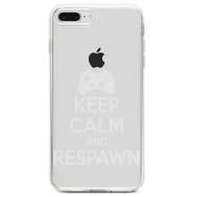 DistinctInk® Clear Shockproof Hybrid Case for Apple iPhone / Samsung Galaxy / Google Pixel - Keep Calm and Respawn Gamer Video Games