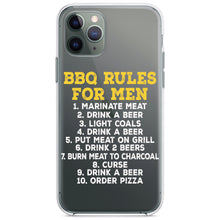 DistinctInk® Clear Shockproof Hybrid Case for Apple iPhone / Samsung Galaxy / Google Pixel - BBQ Rules for Men