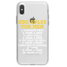 DistinctInk® Clear Shockproof Hybrid Case for Apple iPhone / Samsung Galaxy / Google Pixel - BBQ Rules for Men