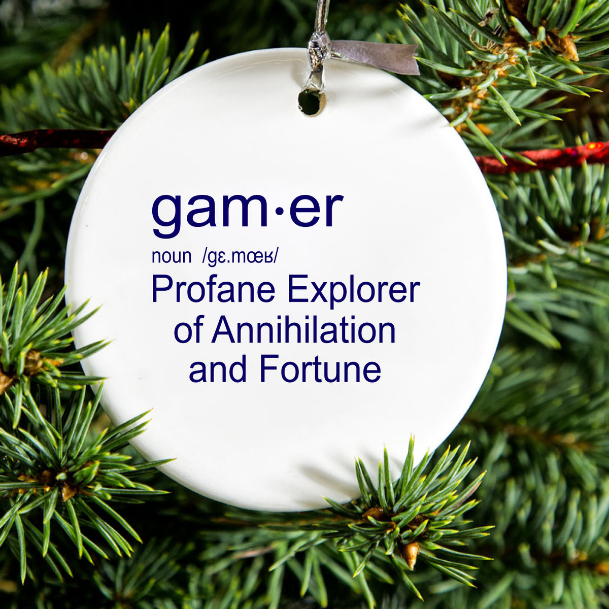 Gamer Dictionary Definition Profane Explorer Ceramic Ornament, view 2