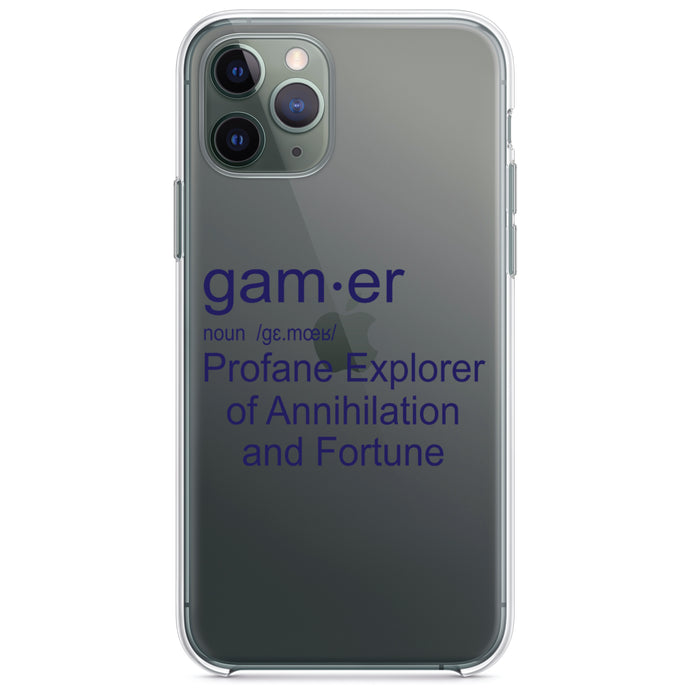 DistinctInk® Clear Shockproof Hybrid Case for Apple iPhone / Samsung Galaxy / Google Pixel - Gamer Dictionary Definition Profane Explorer