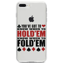 DistinctInk® Clear Shockproof Hybrid Case for Apple iPhone / Samsung Galaxy / Google Pixel - You've Got to Know When to Hold 'Em Fold 'Em