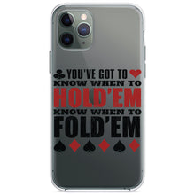 DistinctInk® Clear Shockproof Hybrid Case for Apple iPhone / Samsung Galaxy / Google Pixel - You've Got to Know When to Hold 'Em Fold 'Em