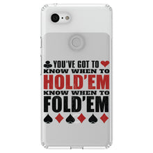 DistinctInk® Clear Shockproof Hybrid Case for Apple iPhone / Samsung Galaxy / Google Pixel - You've Got to Know When to Hold 'Em Fold 'Em