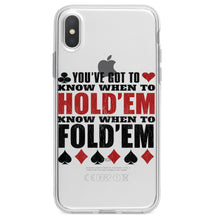 DistinctInk® Clear Shockproof Hybrid Case for Apple iPhone / Samsung Galaxy / Google Pixel - You've Got to Know When to Hold 'Em Fold 'Em