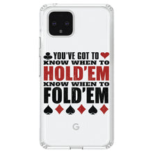 DistinctInk® Clear Shockproof Hybrid Case for Apple iPhone / Samsung Galaxy / Google Pixel - You've Got to Know When to Hold 'Em Fold 'Em