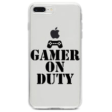 DistinctInk® Clear Shockproof Hybrid Case for Apple iPhone / Samsung Galaxy / Google Pixel - Gamer on Duty Video Games