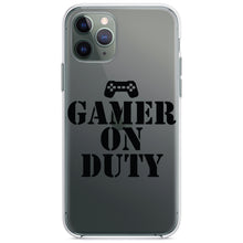 DistinctInk® Clear Shockproof Hybrid Case for Apple iPhone / Samsung Galaxy / Google Pixel - Gamer on Duty Video Games